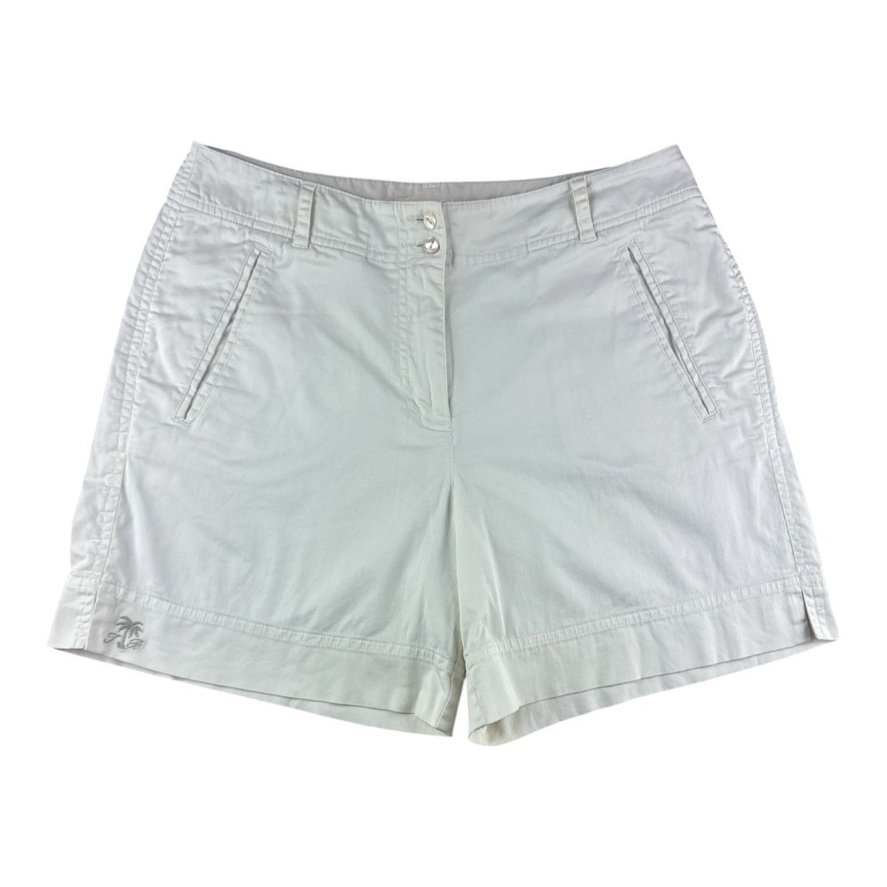 Tommy Bahama Womens Off White Stretch Cotton Chino Shorts Size 6 Palm Tree Logo